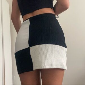 Black and White Colorblock Mini Skirt